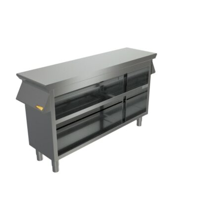 Završni stol za termički blok sa središnjom policom, otvoreni ormarić