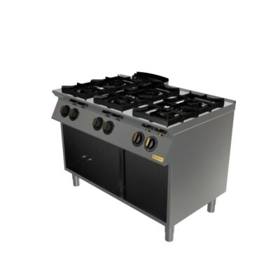 Plinski štednjak, 6 plamenika, otvoreni ormarić LUX