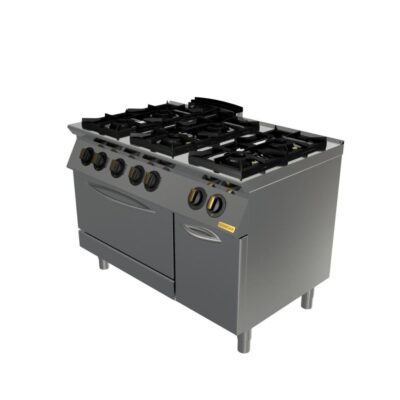 Plinski štednjak, 6 plamenika, plinska pećnica GN 2/1 LUX